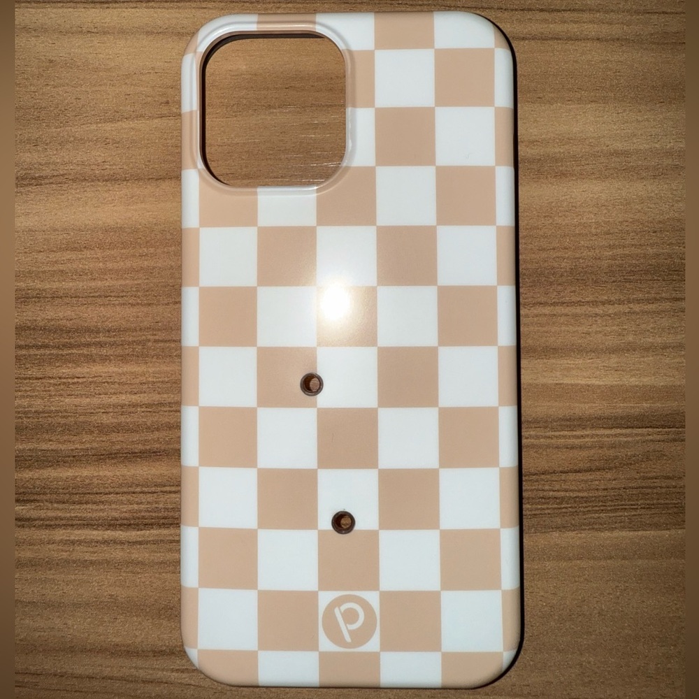 Checkered Beige and White iPhone 12 Pro Max Loopy Case